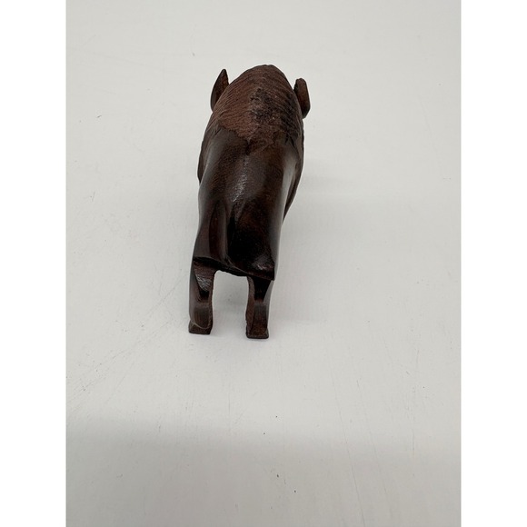 Hand Carved Wooden Bison Buffalo Figurine Rustic Wildlife Wood Sculpture 3 inch - Picture 4 of 10